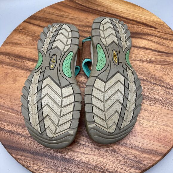Keen Venice H2 Sandals Mens 8 Brown Teal Waterproof Bungee Vegan Hiking Cap Toe - Picture 7 of 8